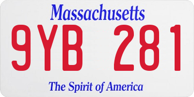 MA license plate 9YB281