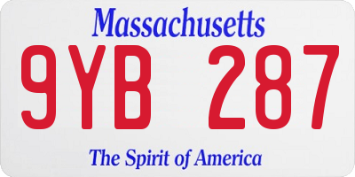 MA license plate 9YB287