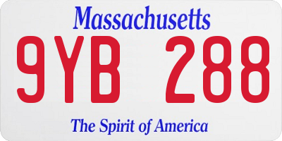 MA license plate 9YB288
