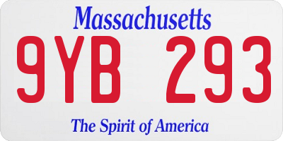 MA license plate 9YB293