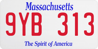 MA license plate 9YB313