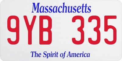 MA license plate 9YB335