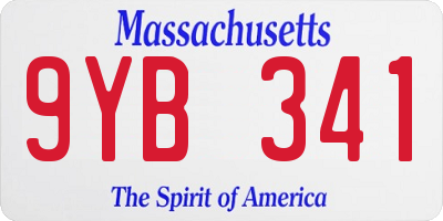 MA license plate 9YB341