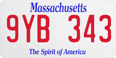 MA license plate 9YB343