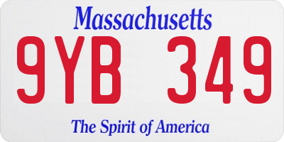 MA license plate 9YB349