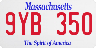 MA license plate 9YB350