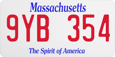MA license plate 9YB354