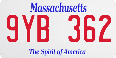 MA license plate 9YB362
