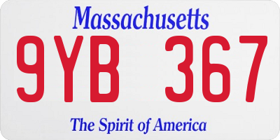 MA license plate 9YB367