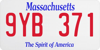 MA license plate 9YB371