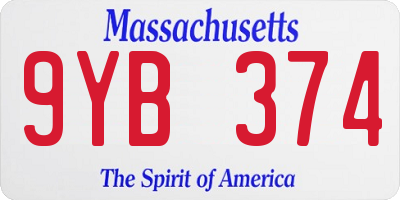 MA license plate 9YB374