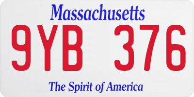 MA license plate 9YB376