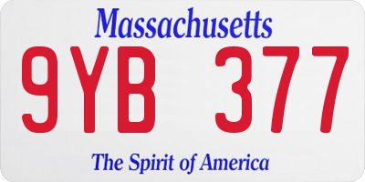 MA license plate 9YB377
