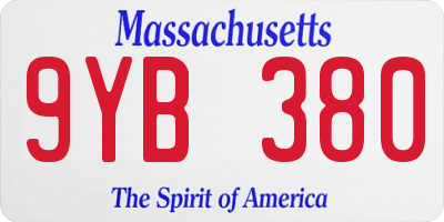MA license plate 9YB380