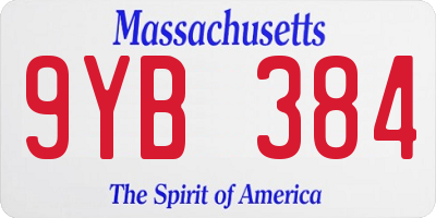 MA license plate 9YB384