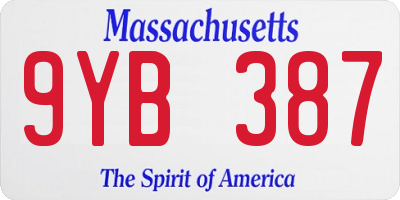 MA license plate 9YB387