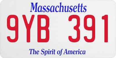 MA license plate 9YB391