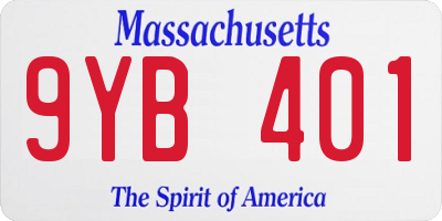 MA license plate 9YB401