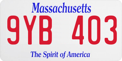 MA license plate 9YB403