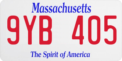 MA license plate 9YB405