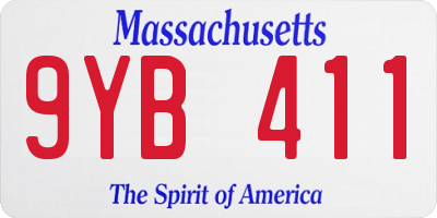 MA license plate 9YB411
