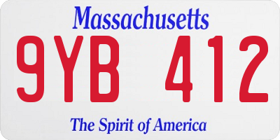 MA license plate 9YB412