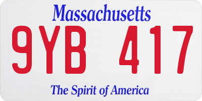 MA license plate 9YB417