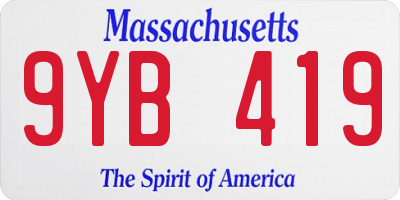 MA license plate 9YB419