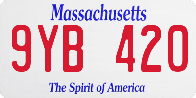 MA license plate 9YB420
