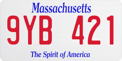 MA license plate 9YB421