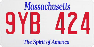 MA license plate 9YB424