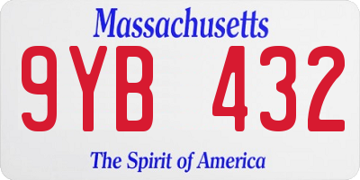 MA license plate 9YB432