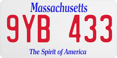 MA license plate 9YB433