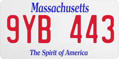 MA license plate 9YB443
