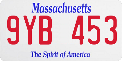 MA license plate 9YB453