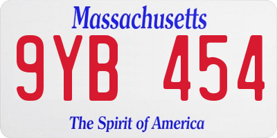 MA license plate 9YB454
