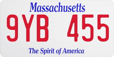 MA license plate 9YB455