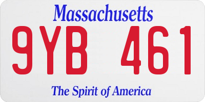 MA license plate 9YB461