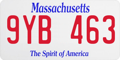 MA license plate 9YB463