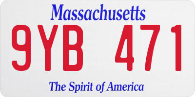 MA license plate 9YB471