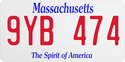 MA license plate 9YB474