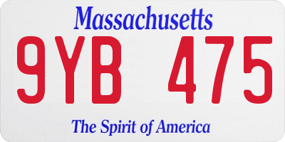 MA license plate 9YB475