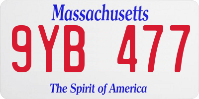 MA license plate 9YB477