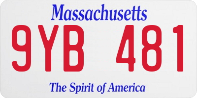 MA license plate 9YB481
