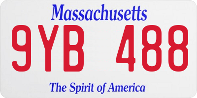 MA license plate 9YB488