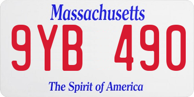 MA license plate 9YB490