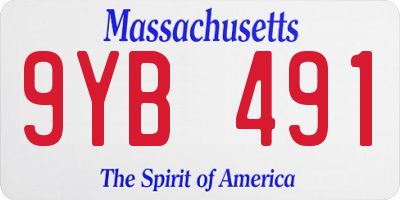 MA license plate 9YB491