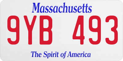 MA license plate 9YB493