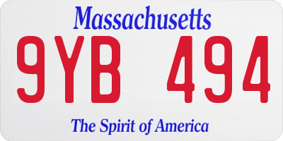 MA license plate 9YB494