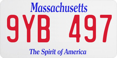 MA license plate 9YB497